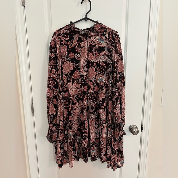 Anthropologie Women’s 2X Cadi Tiered Tunic Dress Floral Paisley Long Sleeve - Picture 4 of 13